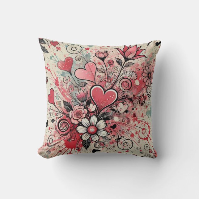 Coussin Coeurs de Valentines / Marguerite / Art scintillan (Recto)