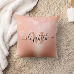 Coussin Coeurs d'or rose