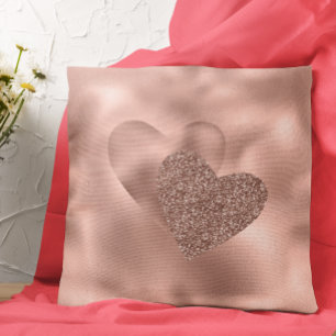 Coussin Coeurs d'or rose Saint Valentin Amour