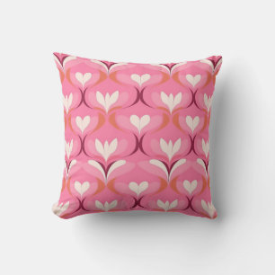 Coussin Coeurs d'orange rose de rose rétro