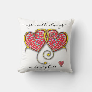Coussin Cœurs entrelacés personnalisés Élégant Saint-Valen