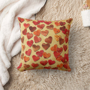 Coussin Coeurs Feuilles Automne Sur Vieux Papier
