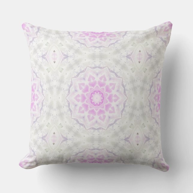 Coussin Coeurs kaléidoscope rose et blanc Lacy Jeter l'ore (Recto)