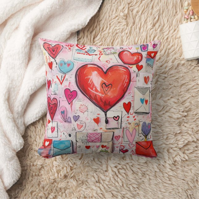 Coussin Coeurs lunaires et lettres d'amour Motif (Couverture)