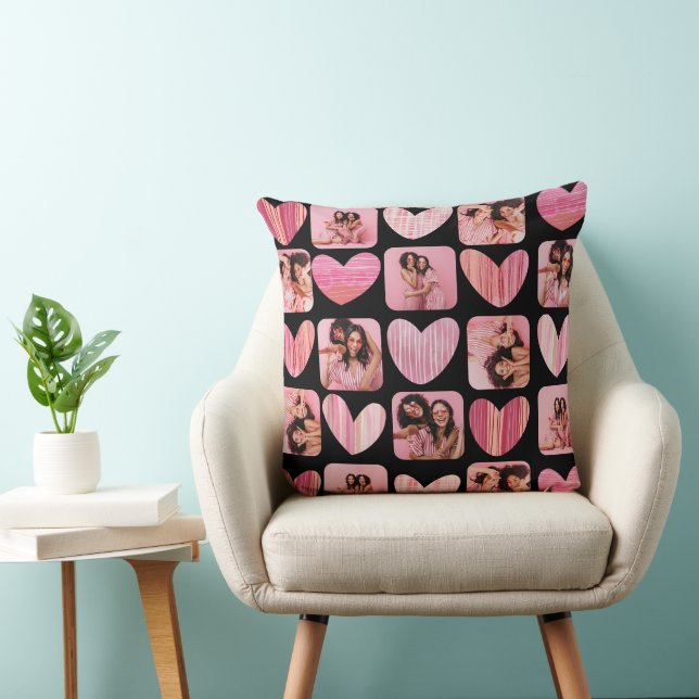 Coussin Coeurs mignons et photo Pink & Black Keepsaké (Chaise)