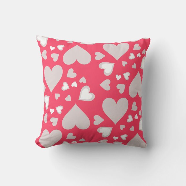 Coussin Coeurs Motif rose moderne (Recto)