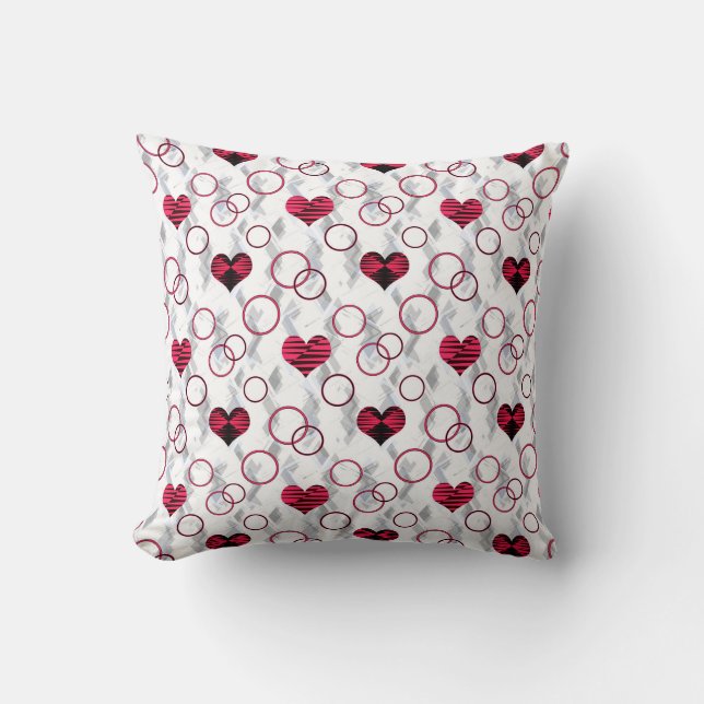 Coussin Coeurs noirs rouges mignons (Recto)