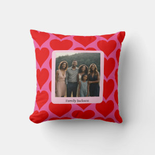 Coussin cœurs personnalisés de la Saint-Valentin amour ros