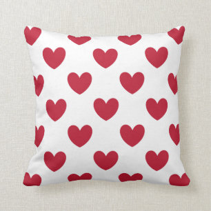 Coussin Coeurs polka rouge sur blanc