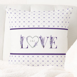 Coussin Cœurs Romantiques Lavande Amour Violet