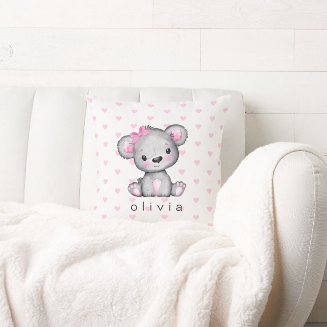 Coussin Coeurs roses pour bébé personnalisé (Créateur téléchargé)