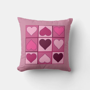 Coussin Coeurs roses romantiques en haut et en bas avec