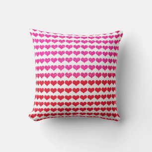 Coussin Cœurs roses rouges motif or rose ombré 2022