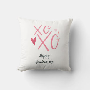 Coussin Cœurs roses "XOXO"Joyeuse Saint-Valentin 
