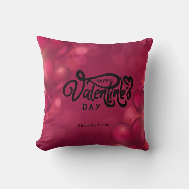 Coussin Cœurs Rouges Bonne Saint-Valentin (Recto)