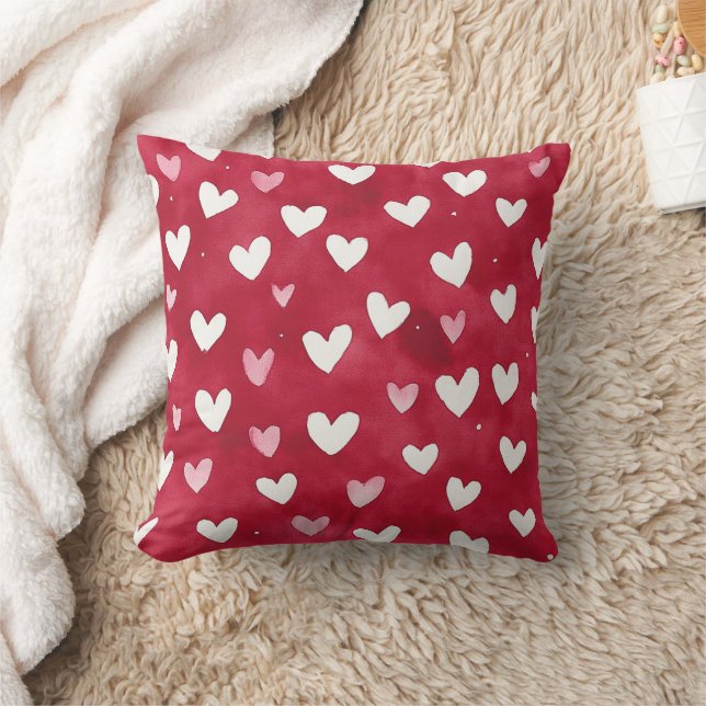 Coussin Cœurs rouges roses blancs (Couverture)