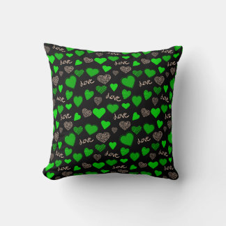 Coussin Cœurs verts