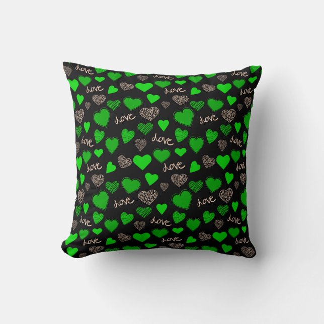 Coussin Cœurs verts (Recto)