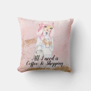 Coussin Coffee addict blogueur fille planificateur sac fou