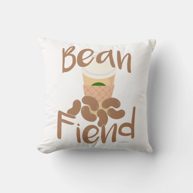 Coussin Coffee Bean Fiend So Drôle Java Junkie Slogan (Recto)