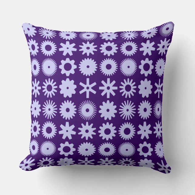 Coussin Cogs - Poudre Bleu sur le pourpre profond (Recto)