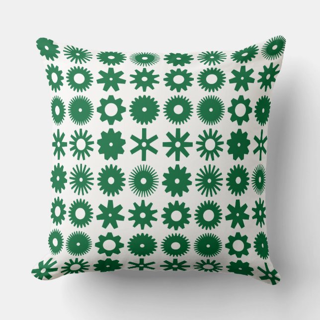 Coussin Cogs - Vert de la forêt sur blanc (Recto)