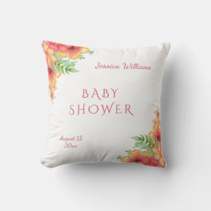 Coussin Coin de fleurs à l'aquarelle chic pour Baby Shower