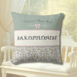 Coussin Coin de musique de la sauvage fleur au saxophone f