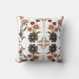 Coussin Cojín Botánico Acuarela – Flores Exóticas y Hojas