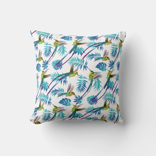Coussin Colibri à queue longue tropicale (Recto)