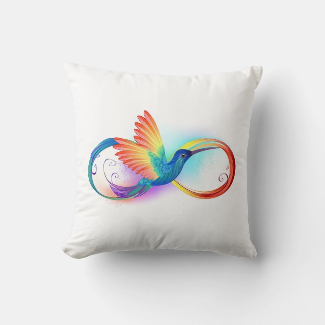 Coussin Colibri arc-en-ciel avec symbole Infinity (Recto)