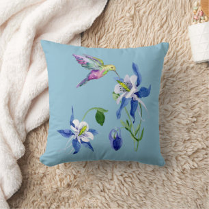 Coussin Colibri du jardin de la Colonne bleue