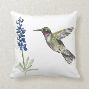 Coussin Colibri et Bluebonnet