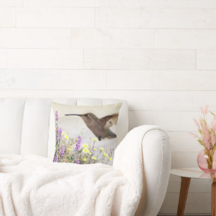 Coussin Colibri et Fleur sauvage Art numérique Accent Pi