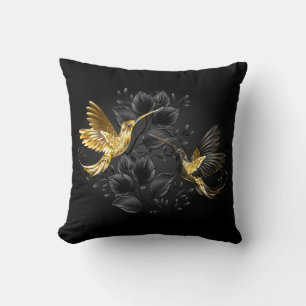 Coussin Colibri noir et or