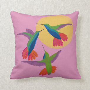 Coussin Colibris - Art Mango Throsé Noir