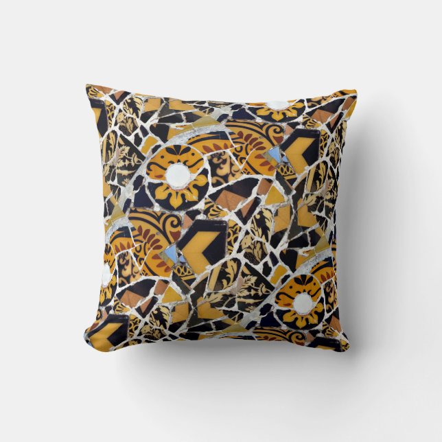 Coussin Collage artistique de Tuile-Brun cassé (Recto)