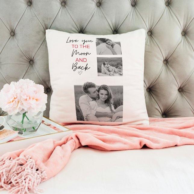 Coussin Collage Couple Photo & Citation Romantique À La Lu (Créateur téléchargé)