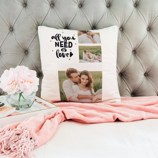 Coussin Collage Couple Photo & Tout Ce Dont Vous Avez Beso (Créateur téléchargé)