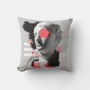 Coussin Collage d'art contemporain avec tête de statue ant