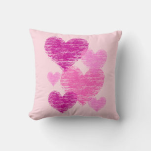 Coussin Collage de coeur rose en relief