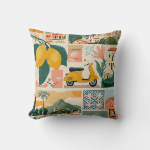 Coussin Collage de la côte italienne - Ambiance estivale m