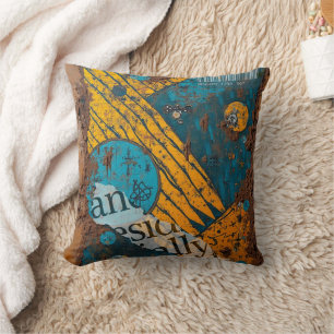 Coussin Collage de médias mixtes