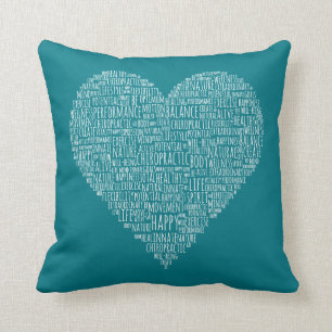 Coussin Collage de mots en forme de coeur