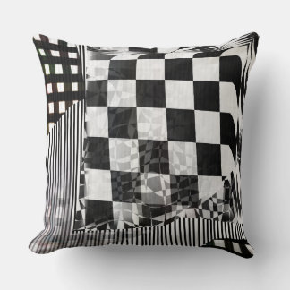 Coussin Collage de pépin géométrique à motif à carreaux