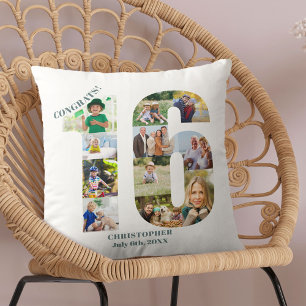 Coussin Collage de photos 16e anniversaire Keepsaké perso