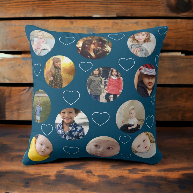Coussin Collage de photos Coeur unique et Modèle circulair (Créateur téléchargé)