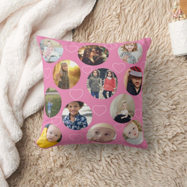 Coussin Collage de photos Coeur unique et Modèle circulair (Couverture)