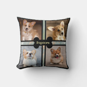 Coussin Collage de photos de chien - vert