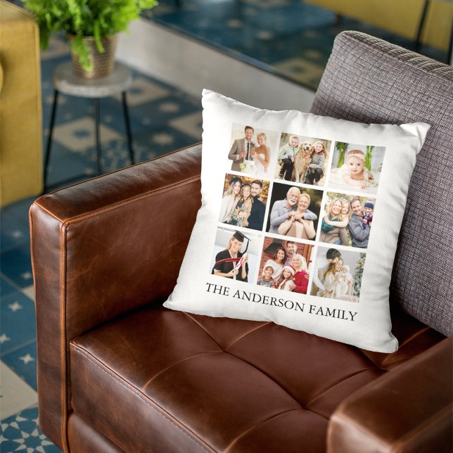 Coussin Collage de photos de famille (Customize to change text size, text style or background color.)